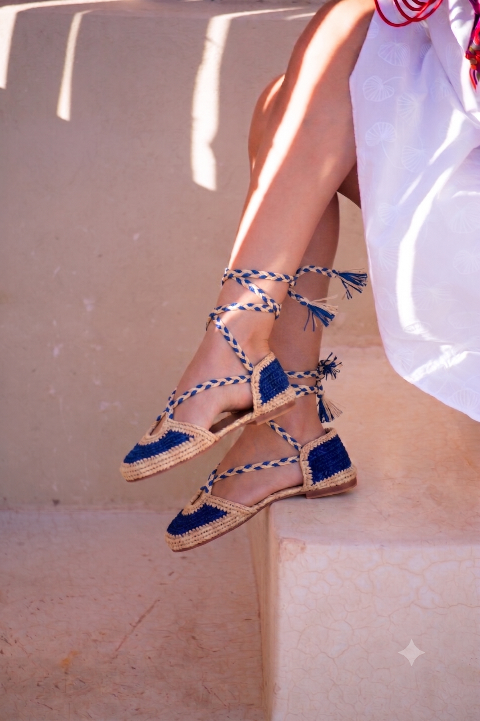 Mule Rabat Natural+Azul
