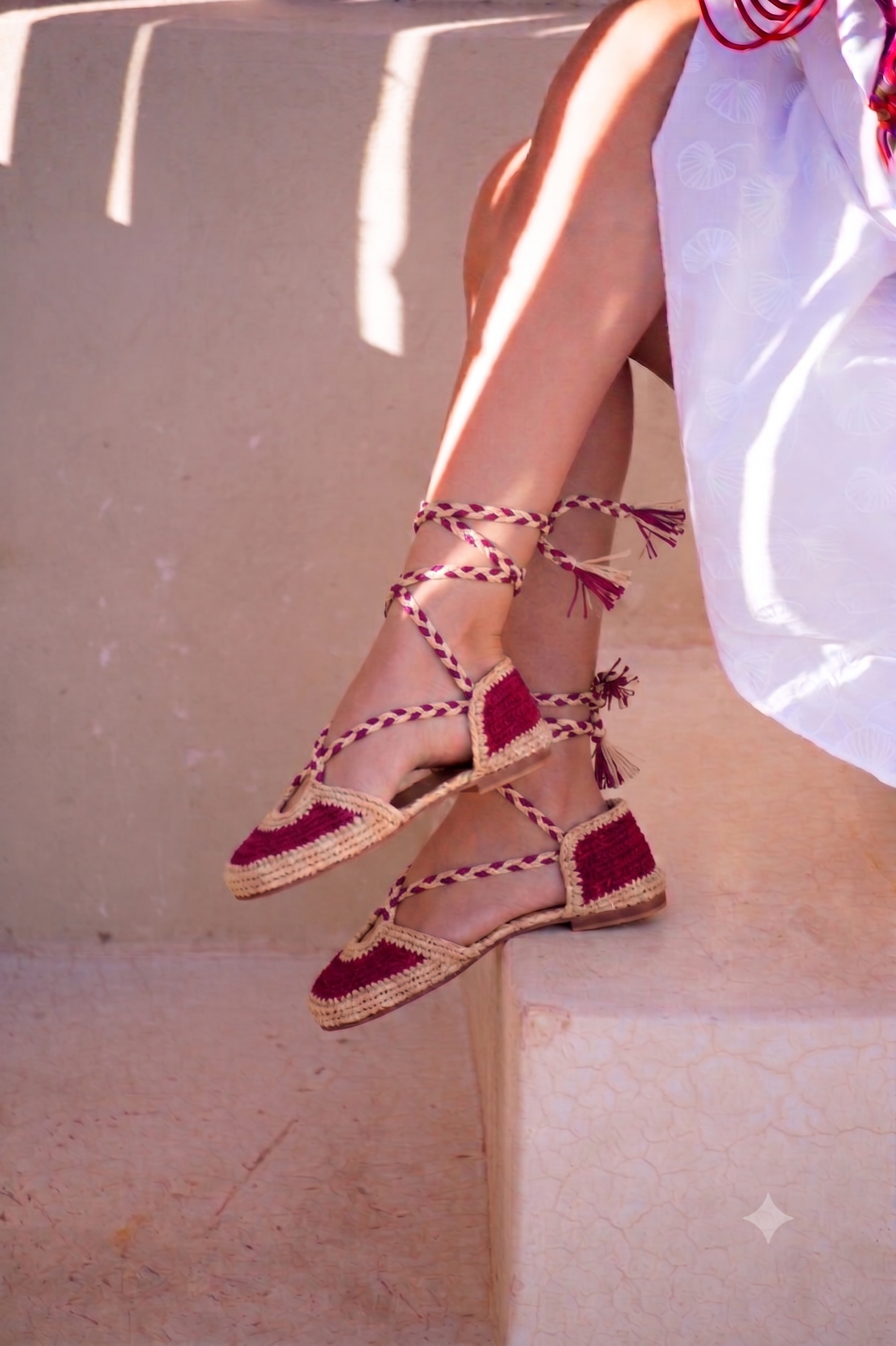 Mule Rabat Natural+Rojo
